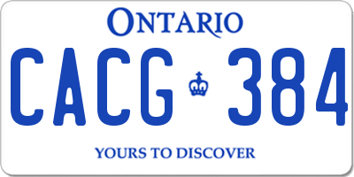 ON license plate CACG384