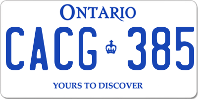 ON license plate CACG385