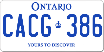 ON license plate CACG386