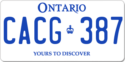 ON license plate CACG387