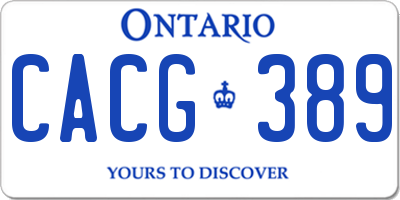 ON license plate CACG389