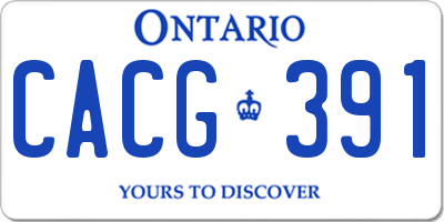 ON license plate CACG391