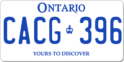 ON license plate CACG396