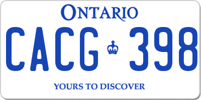 ON license plate CACG398