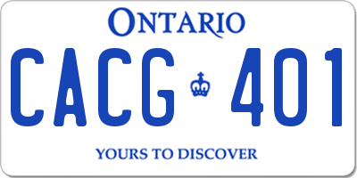 ON license plate CACG401