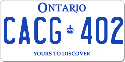 ON license plate CACG402