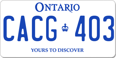 ON license plate CACG403