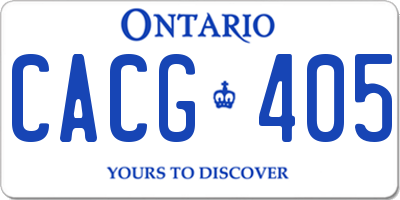 ON license plate CACG405