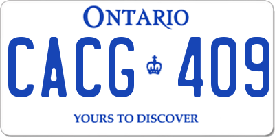 ON license plate CACG409