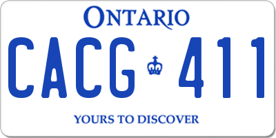 ON license plate CACG411