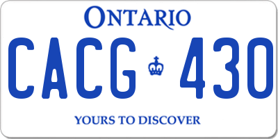 ON license plate CACG430