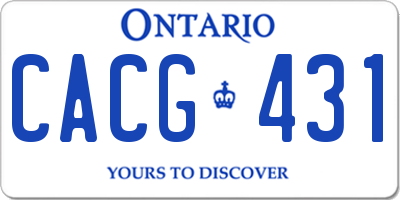 ON license plate CACG431