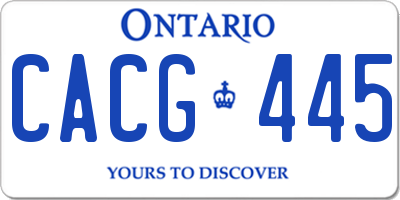 ON license plate CACG445