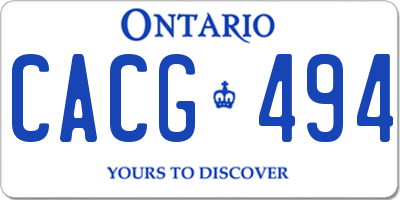 ON license plate CACG494