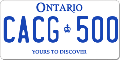 ON license plate CACG500