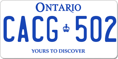 ON license plate CACG502