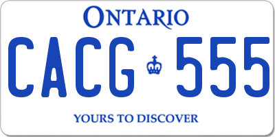 ON license plate CACG555