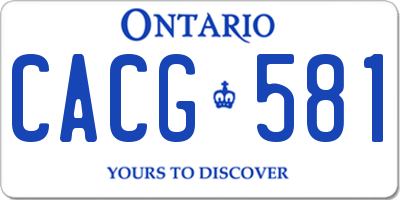 ON license plate CACG581