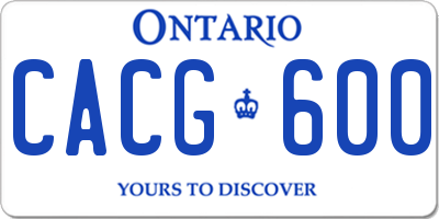 ON license plate CACG600