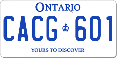 ON license plate CACG601