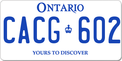 ON license plate CACG602