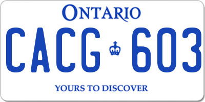 ON license plate CACG603