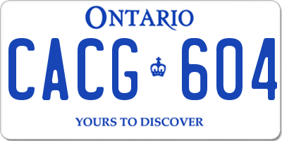 ON license plate CACG604