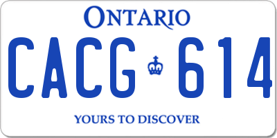 ON license plate CACG614