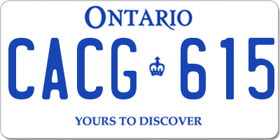 ON license plate CACG615