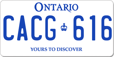 ON license plate CACG616