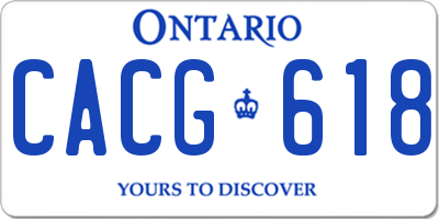 ON license plate CACG618