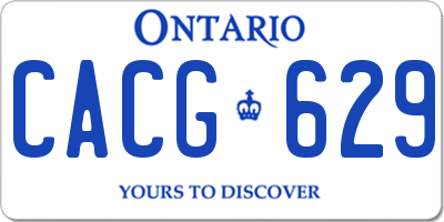 ON license plate CACG629