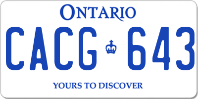 ON license plate CACG643