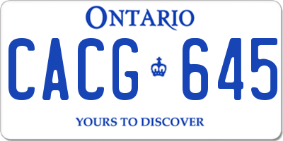 ON license plate CACG645