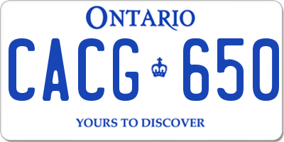 ON license plate CACG650