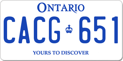 ON license plate CACG651