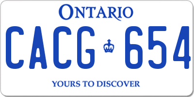 ON license plate CACG654