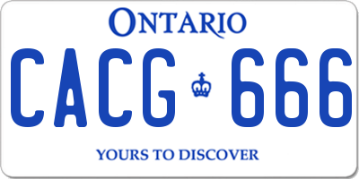 ON license plate CACG666