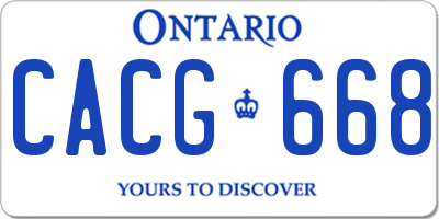 ON license plate CACG668