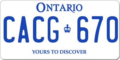 ON license plate CACG670