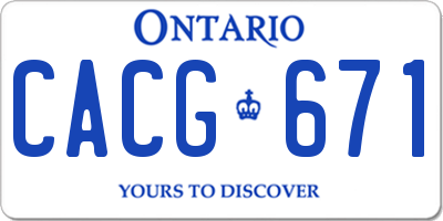 ON license plate CACG671