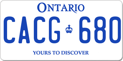 ON license plate CACG680