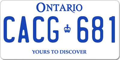 ON license plate CACG681