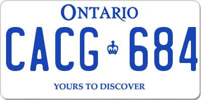 ON license plate CACG684