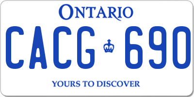 ON license plate CACG690