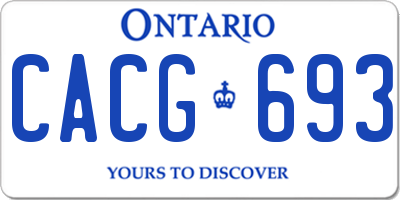 ON license plate CACG693