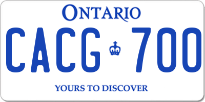 ON license plate CACG700