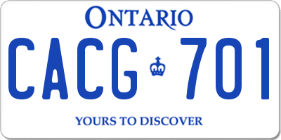 ON license plate CACG701