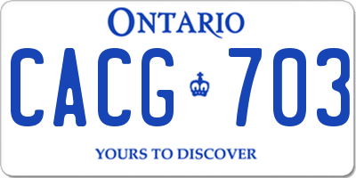 ON license plate CACG703