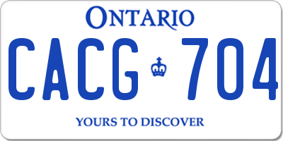 ON license plate CACG704